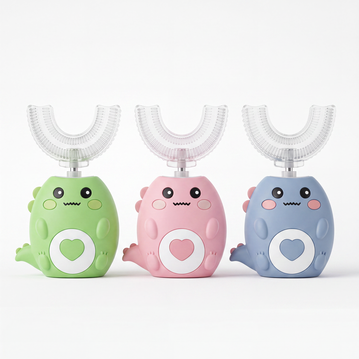 Zibo en rose, vert et bleu — brosse à dents électrique 360° pour enfants